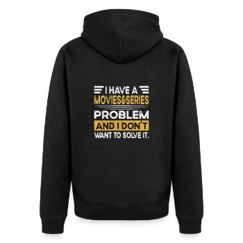 Movies & series is my hobby - Unisex Premium Organic Zip Hoodie - black - Back - Nico (187cm)