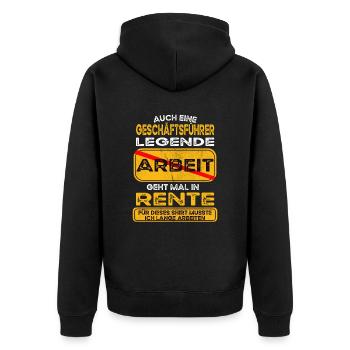Geschäftsführer lustiges Rente Pension - Unisex Premium Bio Zip Hoodie - Schwarz - Hinten - Nico (187cm)