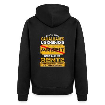 Kanalbauer lustiges Rente Pension - Unisex Premium Bio Zip Hoodie - Schwarz - Hinten - Nico (187cm)