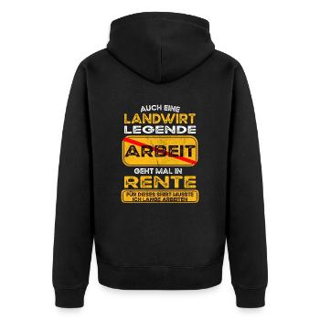 Landwirt lustiges Rente Pension - Unisex Premium Bio Zip Hoodie - Schwarz - Hinten - Nico (187cm)