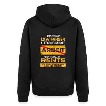 Lkw fahrer lustiges Rente Pension - Unisex Premium Bio Zip Hoodie - Schwarz - Hinten - Nico (187cm)