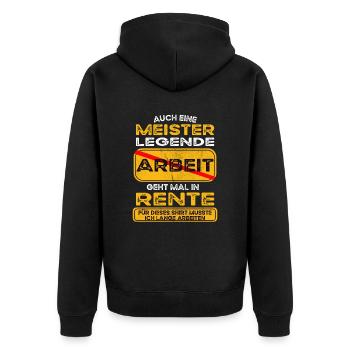 Meister lustiges Rente Pension - Unisex Premium Bio Zip Hoodie - Schwarz - Hinten - Nico (187cm)