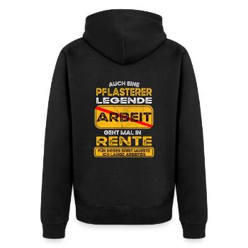 Pflasterer lustiges Rente Pension - Unisex Premium Bio Zip Hoodie - Schwarz - Hinten - Nico (187cm)