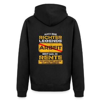 Richter lustiges Rente Pension - Unisex Premium Bio Zip Hoodie - Schwarz - Hinten - Nico (187cm)