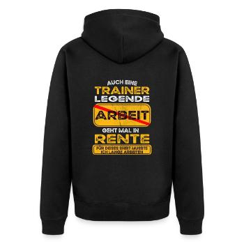 Trainer lustiges Rente Pension - Unisex Premium Bio Zip Hoodie - Schwarz - Hinten - Nico (187cm)