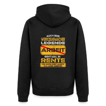 Werkzeugmacher lustiges Rente Pension - Unisex Premium Bio Zip Hoodie - Schwarz - Hinten - Nico (187cm)