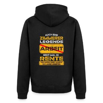 Zimmerer lustiges Rente Pension - Unisex Premium Bio Zip Hoodie - Schwarz - Hinten - Nico (187cm)
