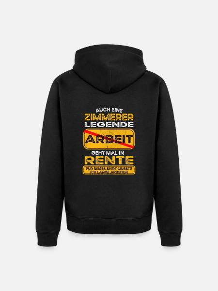 Zimmerer lustiges Rente Pension - Unisex Premium Bio Zip Hoodie - Schwarz
