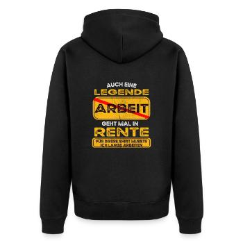 Legende lustiges Rente Pension - Unisex Premium Bio Zip Hoodie - Schwarz - Hinten - Nico (187cm)