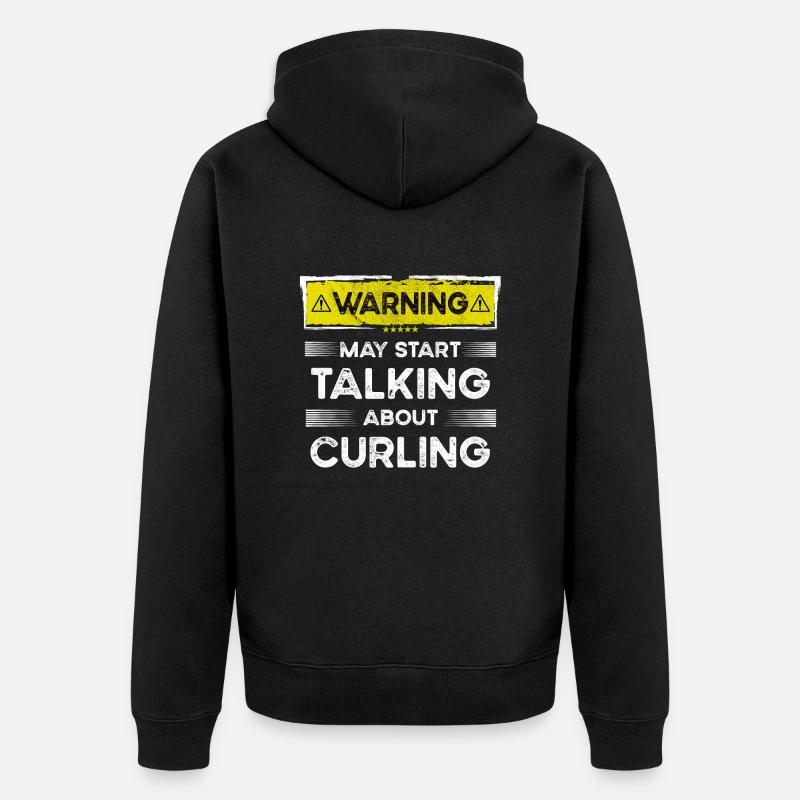 Parler de curling drôle - Veste à capuche bio Premium Unisexe - noir