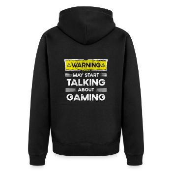 Talking about Gaming funny - Unisex Premium Bio Zip Hoodie - Schwarz - Hinten - Nico (187cm)