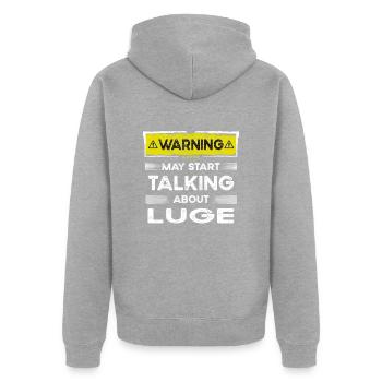 Talking about Luge funny - Unisex Premium Bio Zip Hoodie - Grau meliert - Hinten - Nico (187cm)