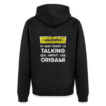 Talking about Origami funny - Unisex Premium Bio Zip Hoodie - Schwarz - Hinten - Nico (187cm)