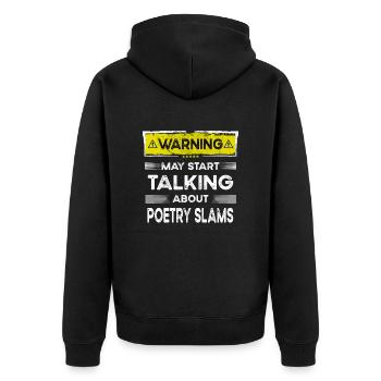 Parler de Poésie slam drôle - Veste à capuche bio Premium Unisexe - noir - Dos - Nico (187cm)