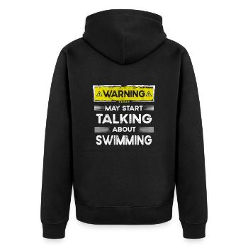 Talking about Swimming funny - Unisex Premium Bio Zip Hoodie - Schwarz - Hinten - Nico (187cm)