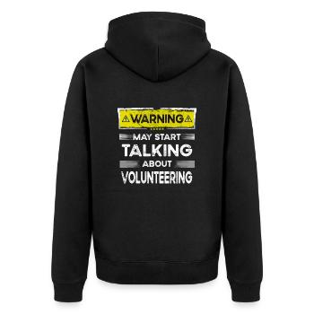 Talking about Volunteering funny - Unisex Premium Bio Zip Hoodie - Schwarz - Hinten - Nico (187cm)