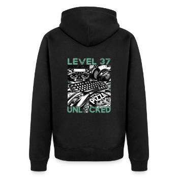 Birthday Level 37 Unlocked Gaming & Gamblers - Unisex Premium Organic Zip Hoodie - black - Back - Nico (187cm)