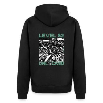 Birthday Level 52 Unlocked Gaming & Gamer - Unisex Premium Organic Zip Hoodie - black - Back - Nico (187cm)