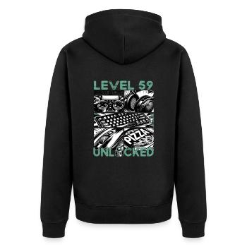 Birthday Level 59 Unlocked Gaming & Gamer - Unisex Premium Organic Zip Hoodie - black - Back - Nico (187cm)