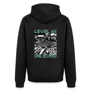Niveau d’anniversaire 68 Débloqué Jeux et joueurs - Veste à capuche bio Premium Unisexe - noir - Dos - Nico (187cm)