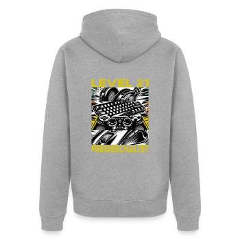 Geburtstag Level 21 freigeschaltet Gaming & Zocker - Unisex Premium Bio Zip Hoodie - Grau meliert - Hinten - Nico (187cm)