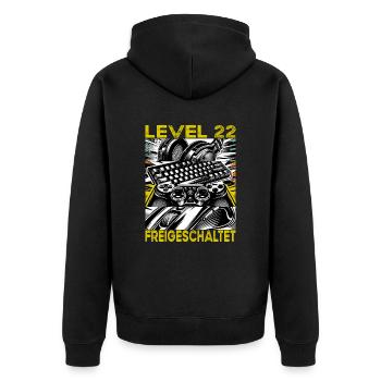 Niveau d’anniversaire 22 Jeux débloqués et joueurs - Veste à capuche bio Premium Unisexe - noir - Dos - Nico (187cm)