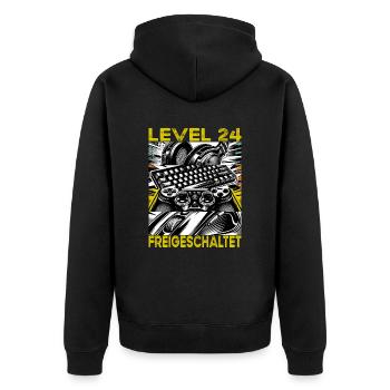 Birthday Level 24 Unlocked Gaming & Gamblers - Unisex Premium Organic Zip Hoodie - black - Back - Nico (187cm)