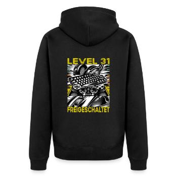 Birthday Level 31 Unlocked Gaming & Gamblers - Unisex Premium Organic Zip Hoodie - black - Back - Nico (187cm)