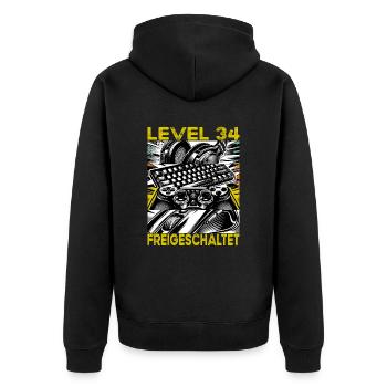 Niveau d’anniversaire 34 Jeux et joueurs débloqués - Veste à capuche bio Premium Unisexe - noir - Dos - Nico (187cm)