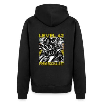 Niveau d’anniversaire 42 Débloqué Jeux et Joueurs - Veste à capuche bio Premium Unisexe - noir - Dos - Nico (187cm)
