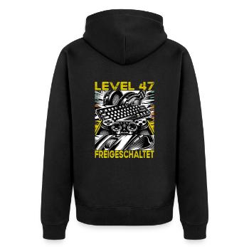 Niveau d’anniversaire 47 Débloqué Jeux et joueurs - Veste à capuche bio Premium Unisexe - noir - Dos - Nico (187cm)
