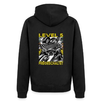 Anniversaire Niveau 5 Débloqué Jeux et Joueurs - Veste à capuche bio Premium Unisexe - noir - Dos - Nico (187cm)