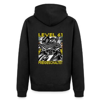 Birthday Level 61 Unlocked Gaming & Gamer - Unisex Premium Organic Zip Hoodie - black - Back - Nico (187cm)