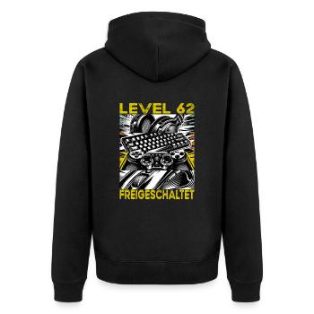 Birthday Level 62 Unlocked Gaming & Gamer - Unisex Premium Organic Zip Hoodie - black - Back - Nico (187cm)