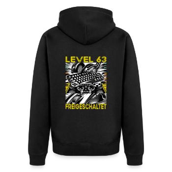 Birthday Level 63 Unlocked Gaming & Gamblers - Unisex Premium Organic Zip Hoodie - black - Back - Nico (187cm)