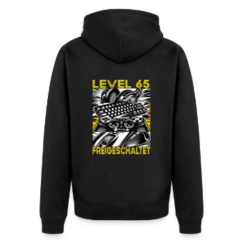 Birthday Level 65 Unlocked Gaming & Gamers - Unisex Premium Organic Zip Hoodie - black - Back - Nico (187cm)