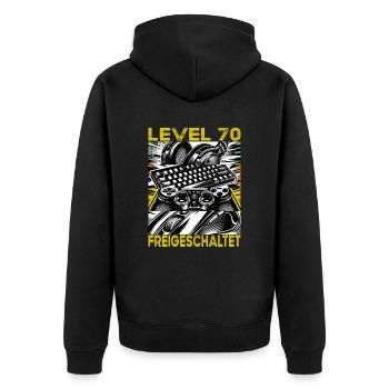 Geburtstag Level 70 freigeschaltet Gaming & Zocker - Unisex Premium Bio Zip Hoodie - Schwarz - Hinten - Nico (187cm)