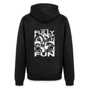 Mountainbike I have fully fun MTB - Unisex Premium Bio Zip Hoodie - Schwarz - Hinten - Nico (187cm)
