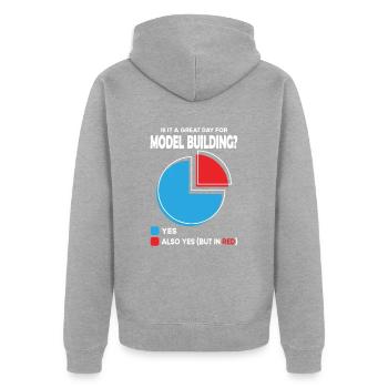 Is it a great Day for model building - Unisex Premium Organic Zip Hoodie - heather grey - Back - Nico (187cm)