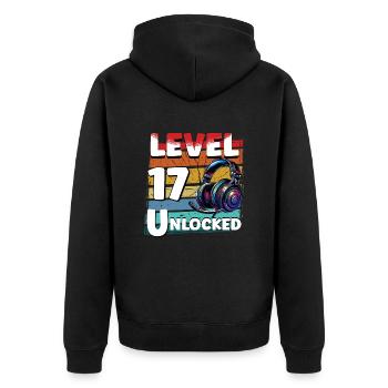 Gaming Geburtstag Level 17 freigeschaltet Zocker - Unisex Premium Bio Zip Hoodie - Schwarz - Hinten - Nico (187cm)
