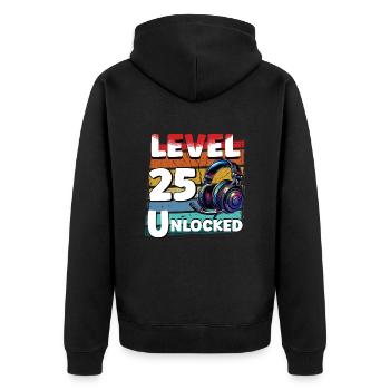 Gaming Geburtstag Level 25 freigeschaltet Zocker - Unisex Premium Bio Zip Hoodie - Schwarz - Hinten - Nico (187cm)