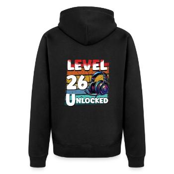 Gaming Geburtstag Level 26 freigeschaltet Zocker - Unisex Premium Bio Zip Hoodie - Schwarz - Hinten - Nico (187cm)