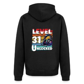 Gaming Birthday Level 31 Unlocked Gamer - Unisex Premium Organic Zip Hoodie - black - Back - Nico (187cm)