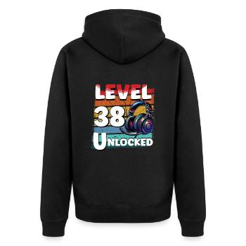 Gaming Birthday Niveau 38 Joueur débloqué - Veste à capuche bio Premium Unisexe - noir - Dos - Nico (187cm)