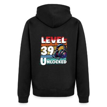 Gaming Birthday Niveau 39 Joueur débloqué - Veste à capuche bio Premium Unisexe - noir - Dos - Nico (187cm)