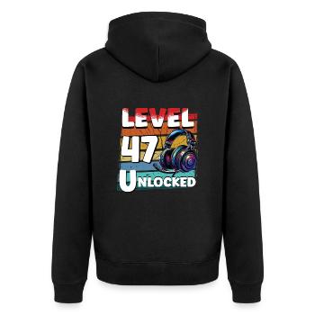 Gaming Birthday Niveau 47 Joueur débloqué - Veste à capuche bio Premium Unisexe - noir - Dos - Nico (187cm)