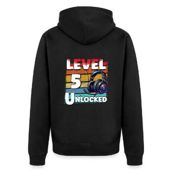 Gaming Anniversaire Niveau 5 Joueur débloqué - Veste à capuche bio Premium Unisexe - noir - Dos - Nico (187cm)