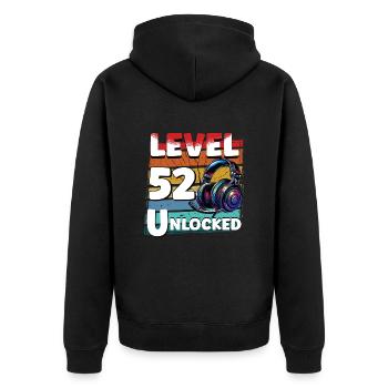 Gaming Birthday Level 52 Unlocked Gamer - Unisex Premium Organic Zip Hoodie - black - Back - Nico (187cm)