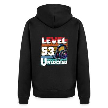 Gaming Birthday Level 53 Unlocked Gamer - Unisex Premium Organic Zip Hoodie - black - Back - Nico (187cm)