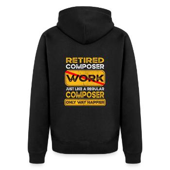 Retirement composer only happier Retired - Unisex Premium Organic Zip Hoodie - black - Back - Nico (187cm)